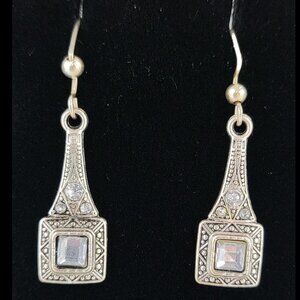 Silver Tone Earrings with Crystals